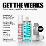 The Werks Makeup Set - MILK MAKEUP - Set de los más vendidos: rubor, aceite de labios, iluminador, spray fijador + cosmetiquera.