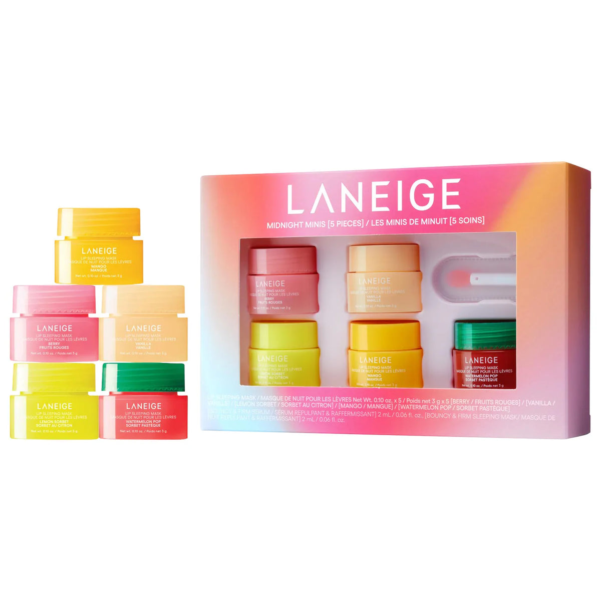 *PREORDEN: Midnight Minis Hydrating Lip Sleeping Mask Treatment 5 pc. Gift Set - Laneige / Set 5 mini mask labios