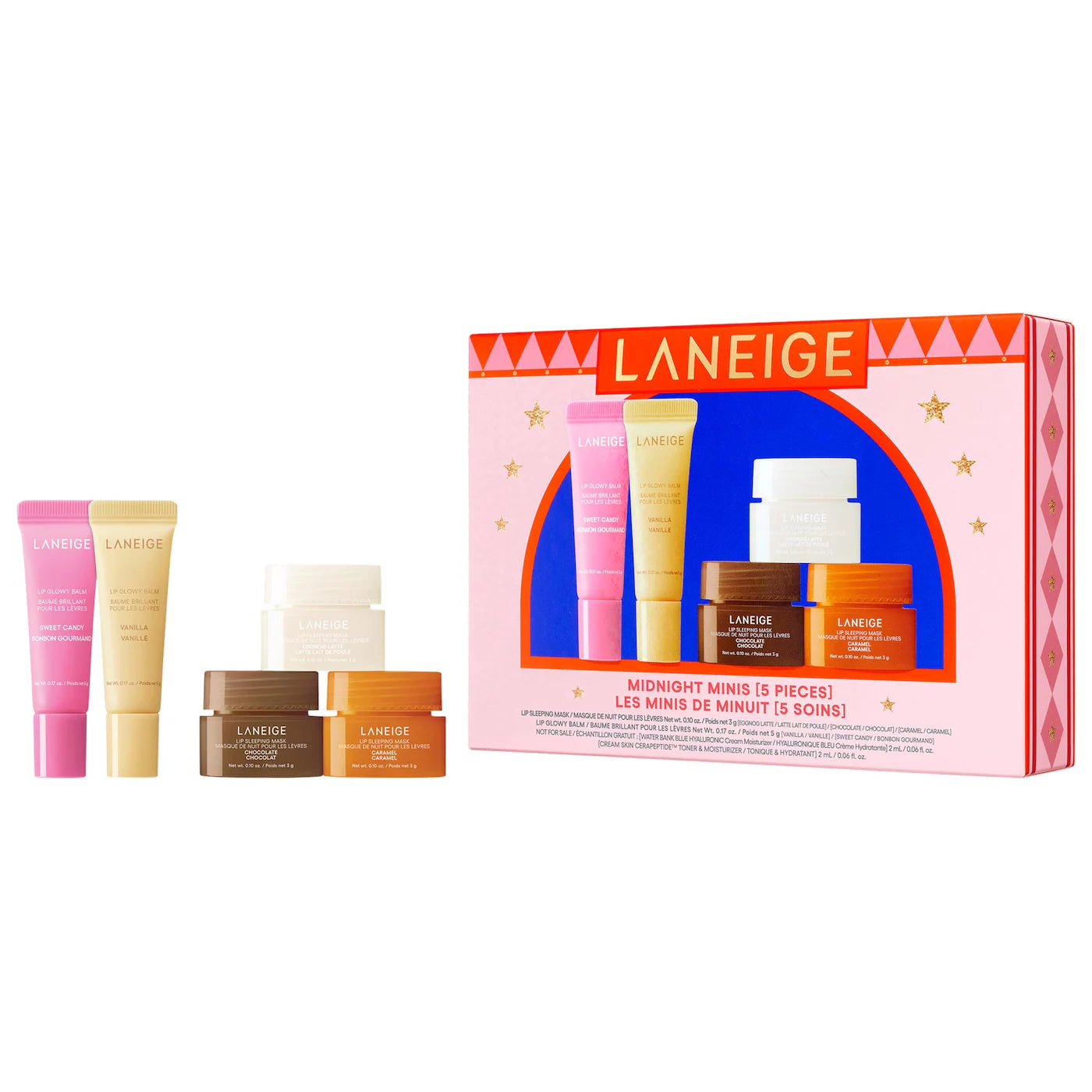 Midnight Minis Lip Glowy Balm and Lip Sleeping Mask Gift Set - Laneige / Set 5 minis para labios