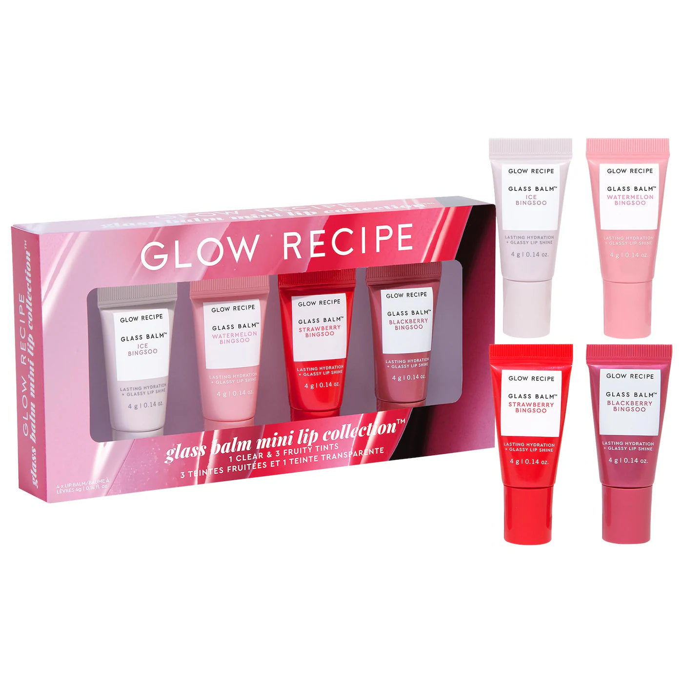 *PREORDEN: Mini Glass Balm Lip Collection Gift Set - Glow Recipe / 4 Mini pzas bálsamo hidratante