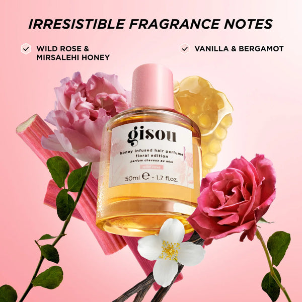 *PREORDEN: Honey Infused Hair Perfume 50mL - Wild Rose - Gisou / Perfume para cabello aroma floral