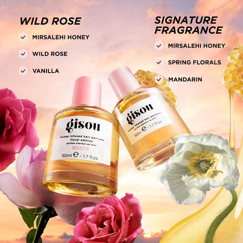 Honey Infused Hair Perfume 50mL - Wild Rose - Gisou / Perfume para cabello aroma floral