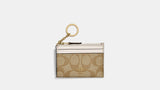 Mini Skinny Id Case In Signature Canvas / COACH - Tarjetero con cierre y cadena