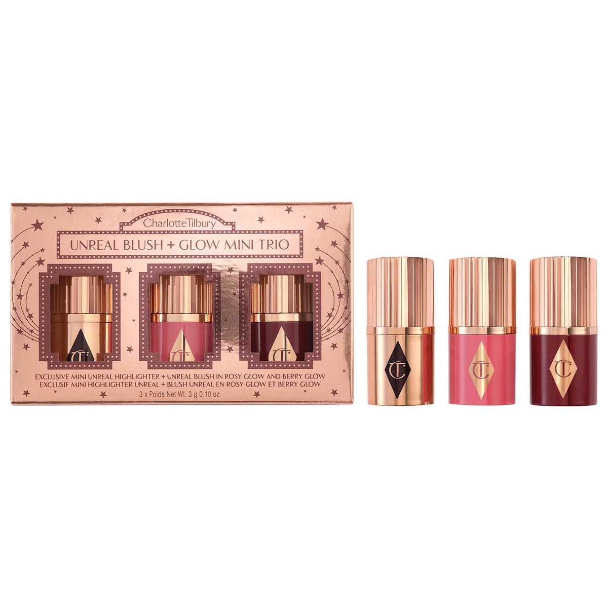 *PREORDEN: Mini Unreal Blush + Glow Trio - Charlotte Tilbury / Set de blush e iluminador