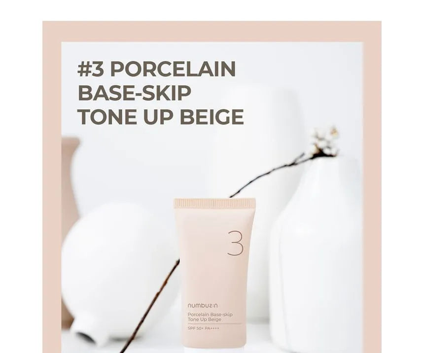 No. 3 Porcelain Base-Skip Tone Up Beige - numbuzin / Protector solar con color