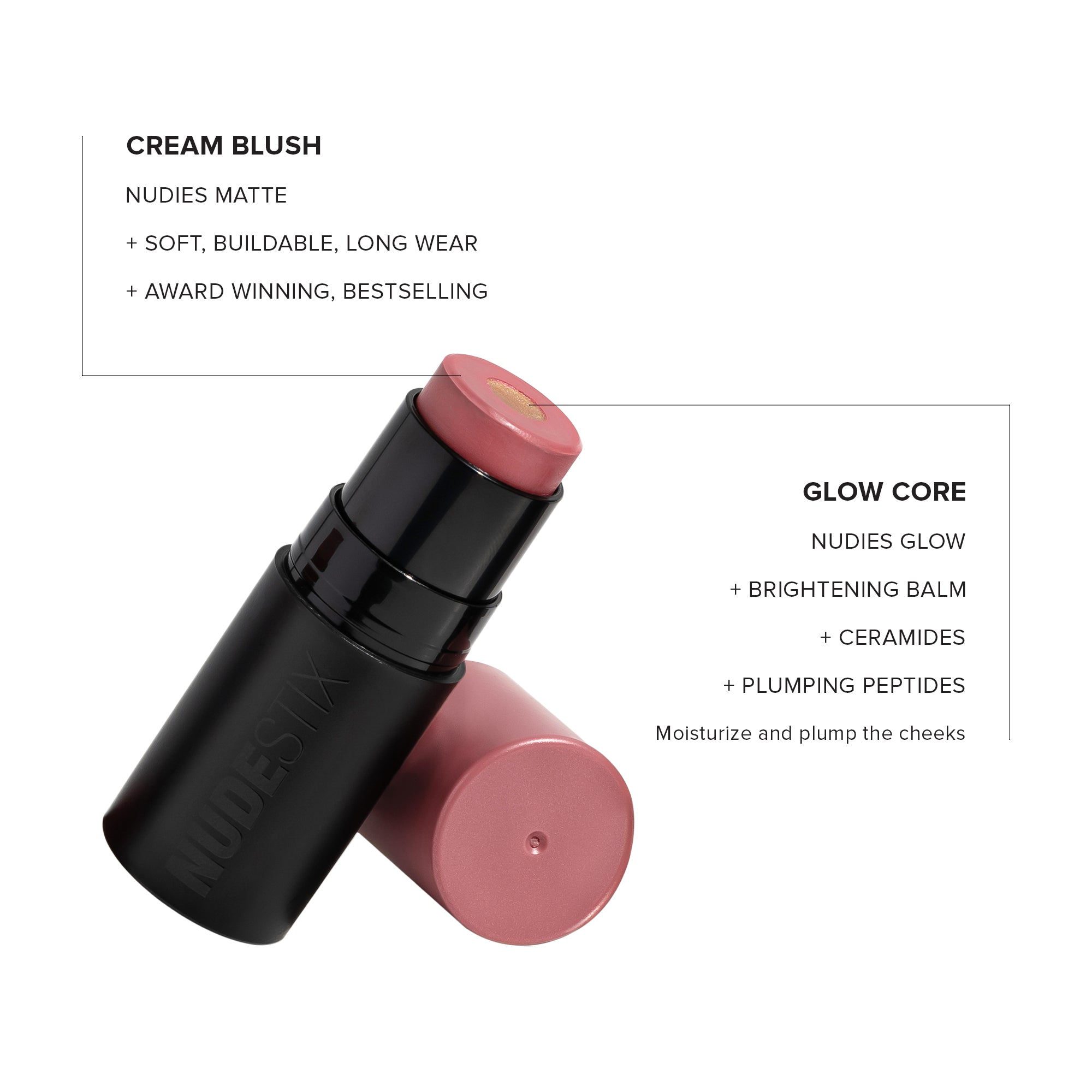 *PREORDEN: Nudies Matte + Glow Core All Over Face Plumping Peptide Blush - nudestix / Rubor en barra