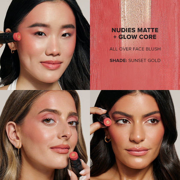 *PREORDEN: Nudies Matte + Glow Core All Over Face Plumping Peptide Blush - nudestix / Rubor en barra