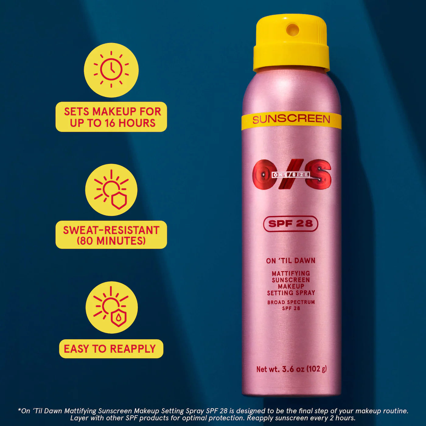 On 'Til Dawn Mattifying Sunscreen Makeup Setting Spray SPF 28 - ONE SIZE by Patrick Starrr / Spray Fijador con spf