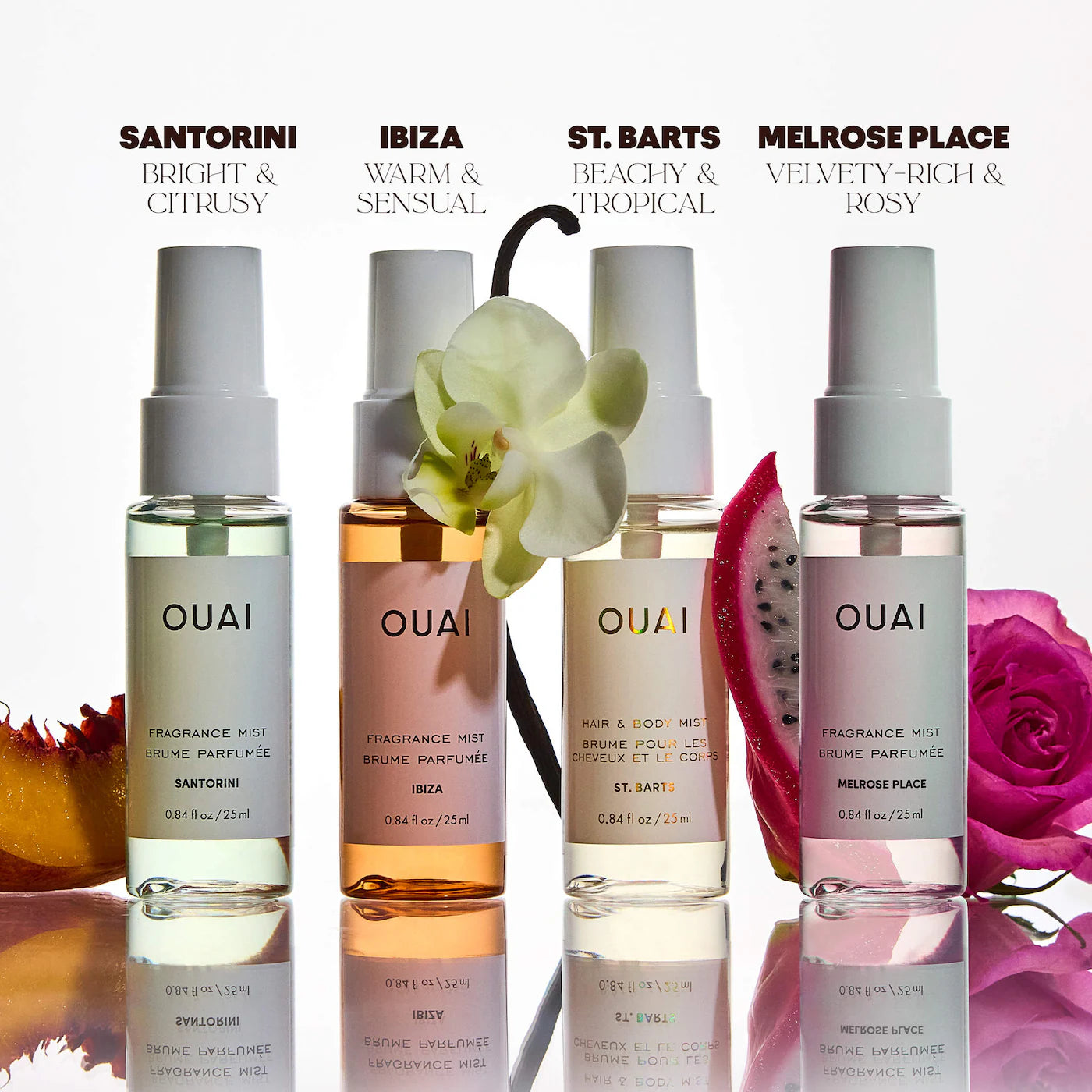 *PREORDEN: Mini St. Barts, Ibiza, Santorini & Melrose Hair & Body Mist Set - OUAI / Set de perfumes