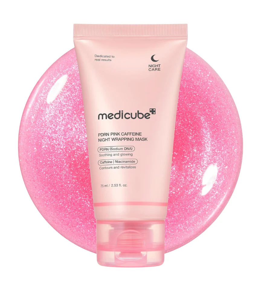 PDRN Pink Caffeine Overnight Wrapping Mask - Medicube / Mascarilla de gel para piel radiante