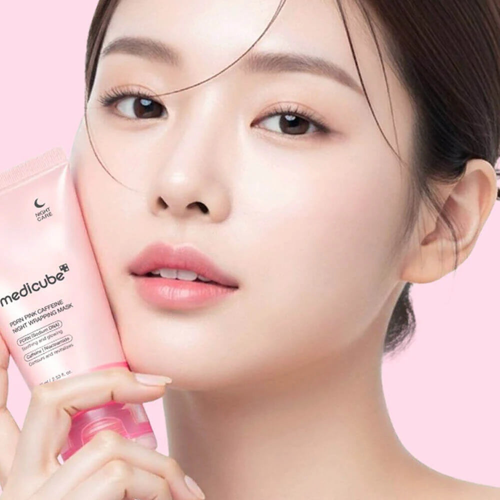 PDRN Pink Caffeine Overnight Wrapping Mask - Medicube / Mascarilla de gel para piel radiante