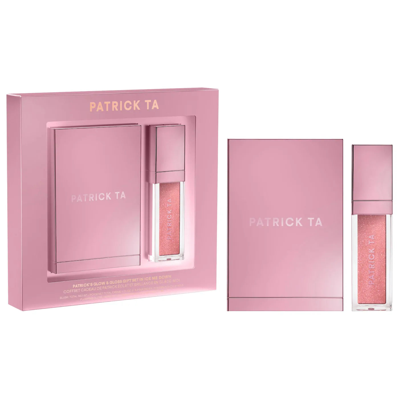 *PREORDEN: Patrick's Glow and Gloss Set: Major Headlines Blush Duo and Plumping Lip Gloss Makeup Gift Set - Patrick Ta / Set 2 pzas rubor y gloss