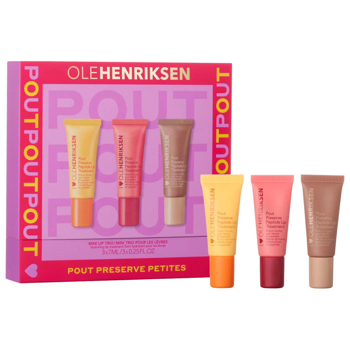 *PREORDEN: Pout Preserve Petites Mini Lip Trio with Peptides - OLEHENRIKSEN / Set 3 pzas bálsamos de labios mini