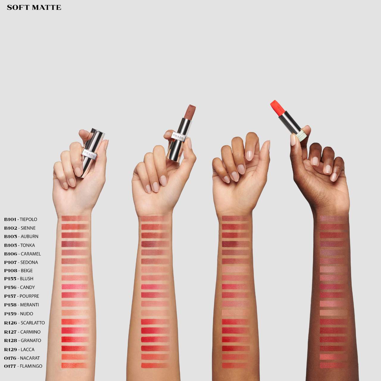 *PREORDEN: Monochrome Soft Matte Refillable Lipstick - Prada / Labial mate recargable
