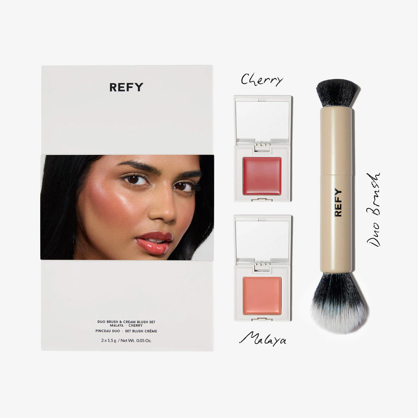 Cream Blush Duo with Duo Face Brush Gift Set - REFY / Set de brocha + blush
