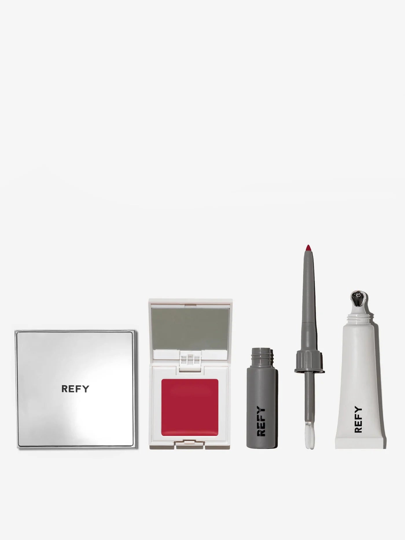 Red Collection - REFY / Set de delineador con fijador + Brillo de labios + Rubor Ed. limitada + espejo