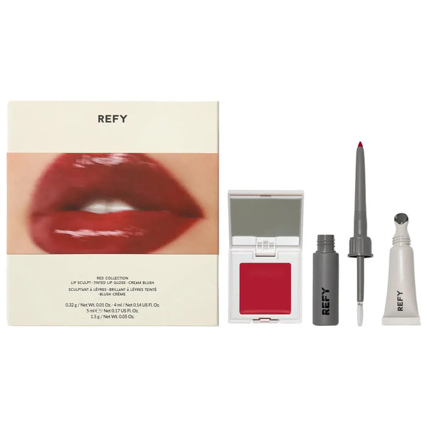 *PREORDEN: Red Collection Lip & Cheek Set - REFY / Set de delineador con fijador + Brillo de labios + Rubor Ed. limitada