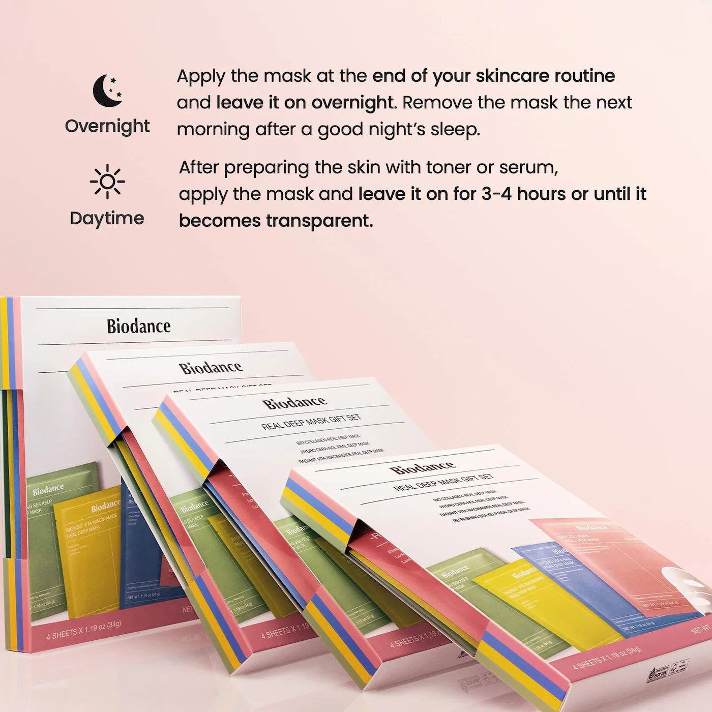 *PREORDEN: Real Deep Mask Gift Set - 4 Masks for Pore Care, Hydration, Calming and Dark Spot Treatment - Biodance  / Set 4 máscarillas