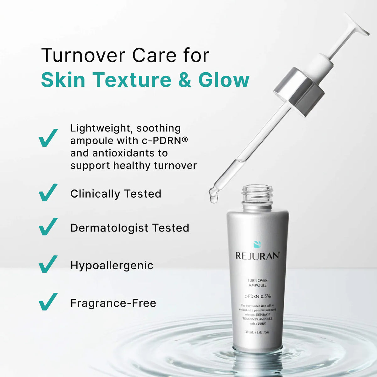 *PREORDEN: Turnover Ampoule c-PDRN® 0.5% Renewing Serum for Smooth Texture & Glass Skin - Rejuran / Suero que mejora la textura de la piel