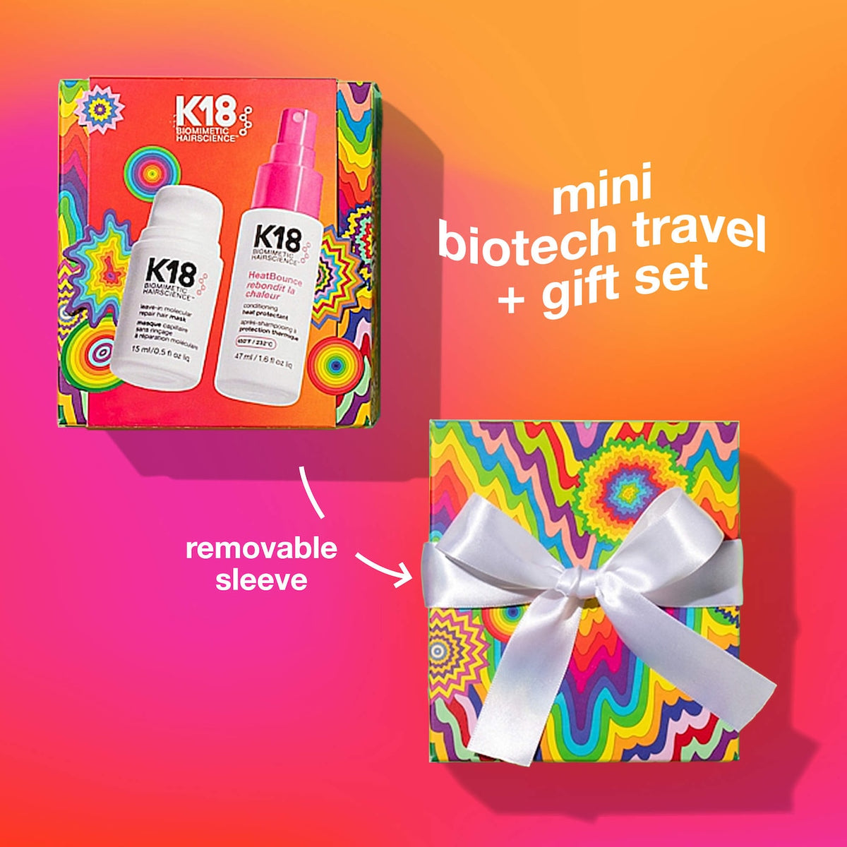 *PREORDEN: Repair + Protect Mini Leave-In Molecular Repair Mask & HeatBounce Leave-In Conditioner Gift Set - K18 / Set reparador de cabello