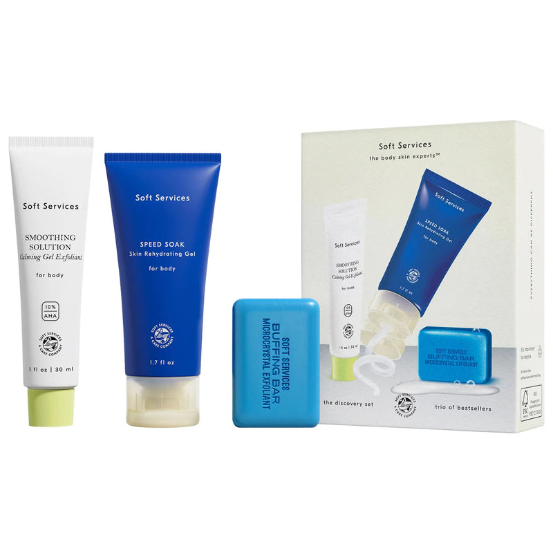 *PREORDEN: the body skin experts™ Bestsellers Discovery Set - Soft Services / Rutina cuidado corporal: exfoliante, suavizante e hidratante