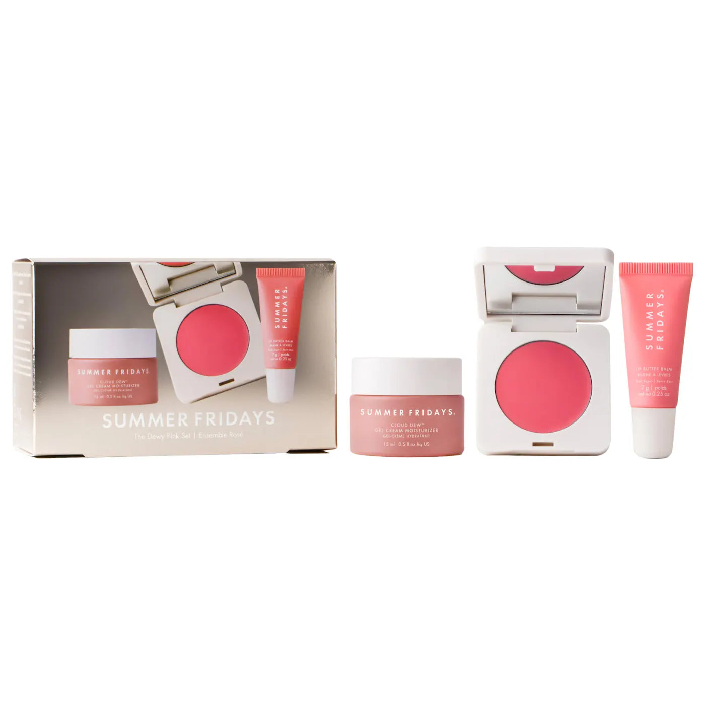 *PREORDEN: The Dewy Pink Set with mini Lip Butter Balm in Pink Sugar / Set 3 pzas labios, rostro y mejillas