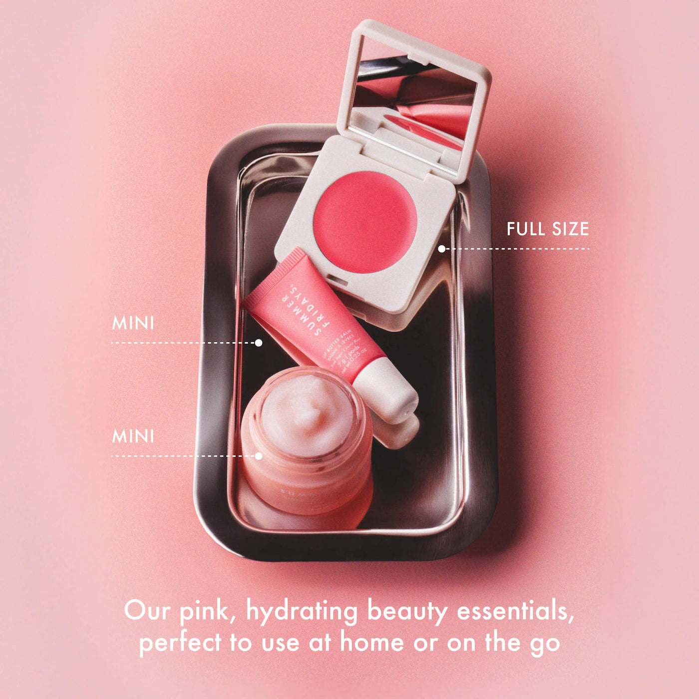 *PREORDEN: The Dewy Pink Set with mini Lip Butter Balm in Pink Sugar / Set 3 pzas labios, rostro y mejillas