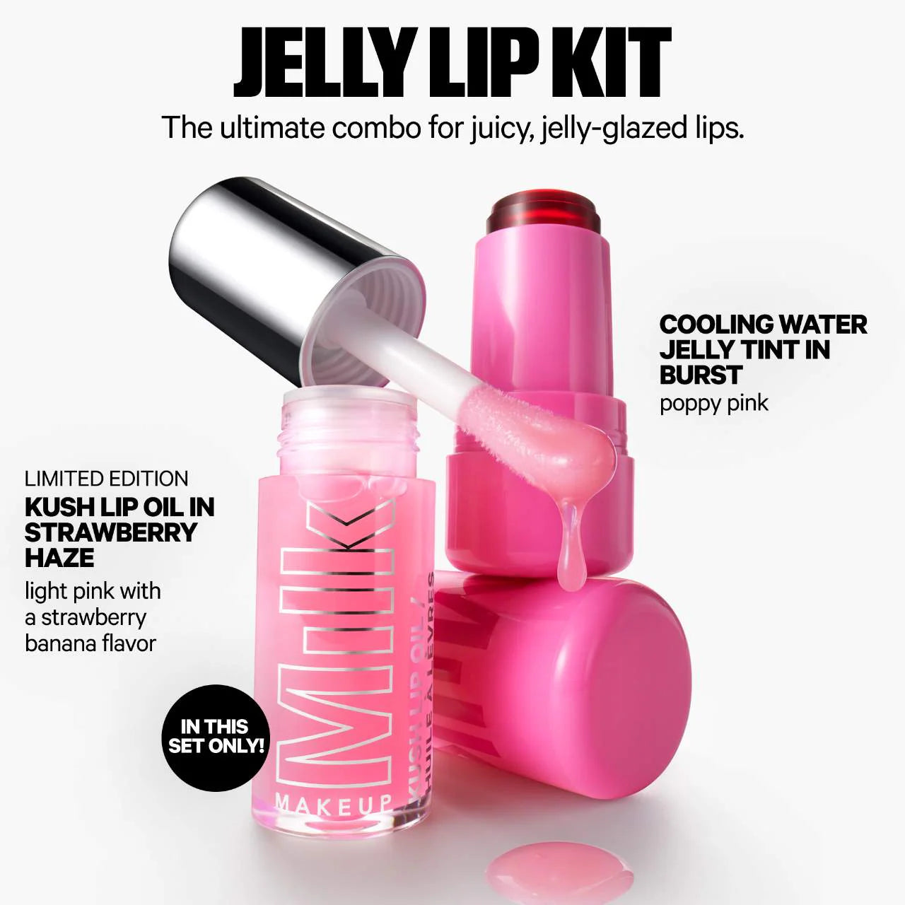 The Jelly Lip Kit: Lip + Cheek Stain & Lip Oil Duo - Milk Makeup / Set 2 pzas labios y mejillas