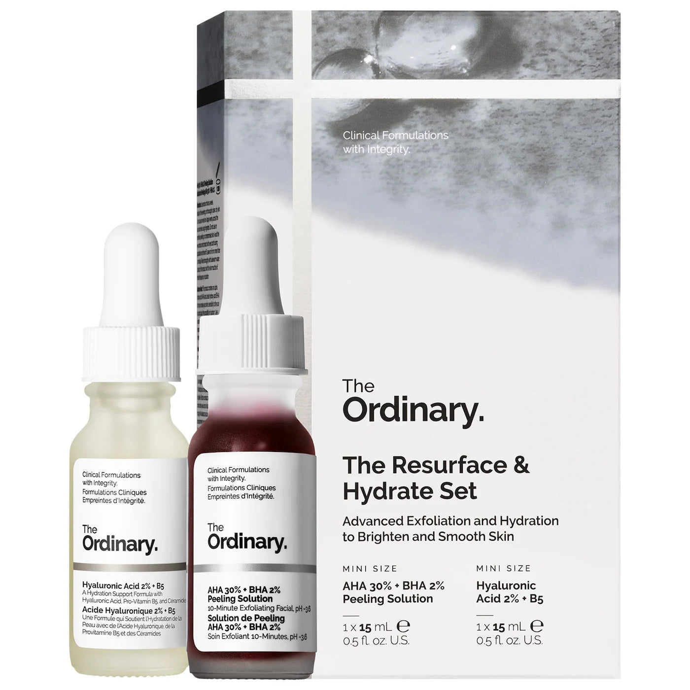 *PREORDEN: The Resurface & Hydrate Set with Hyaluronic Acid + AHA - The Ordinary / Set de exfoliante e hidratante