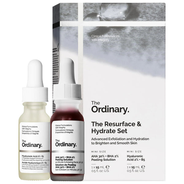 *PREORDEN: The Resurface & Hydrate Set with Hyaluronic Acid + AHA - The Ordinary / Set de exfoliante e hidratante