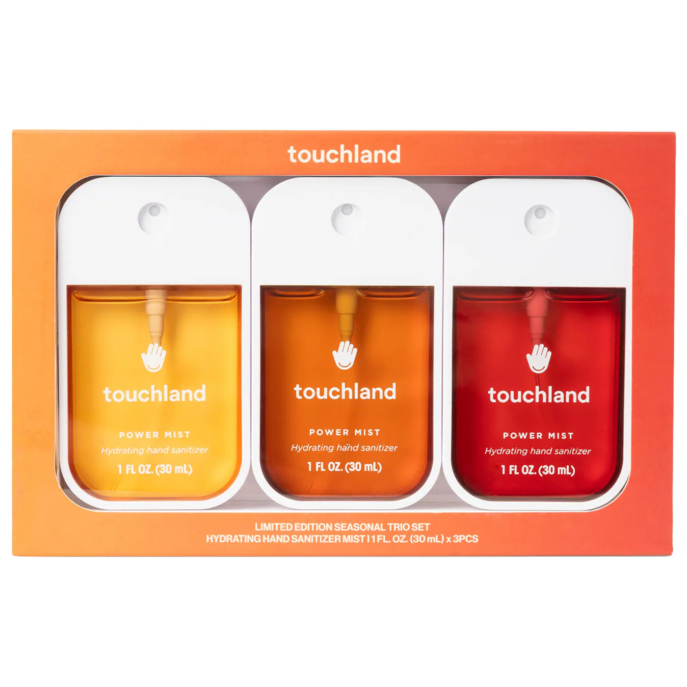 *PREORDEN: Limited Edition Power Mist Hydrating Hand Sanitizer Seasonal Trio Set - Touchland / Set de sanitizantes