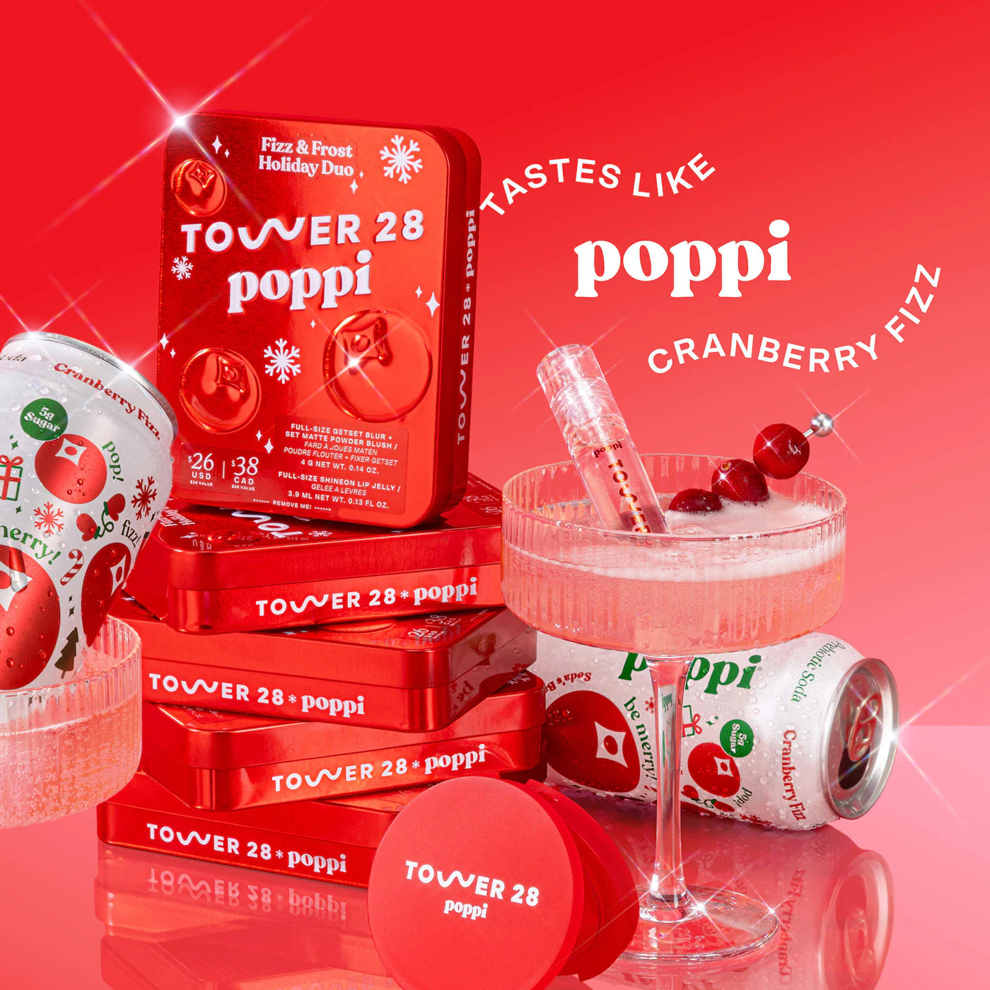 *PREORDEN: Tower 28 x poppi Fizz + Frost Holiday Duo - Tower 28 / Set 2 pzas labios y mejillas