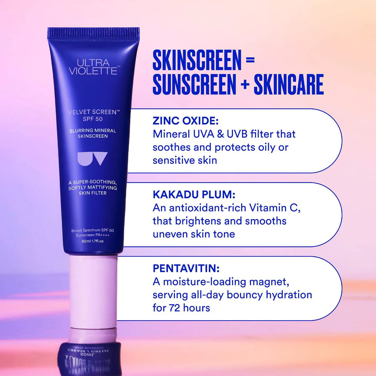 *PREORDEN: Velvet Screen SPF 50 Mattifying Mineral Fragrance Free Facial Sunscreen - Ultra Violette / Protector solar matificante