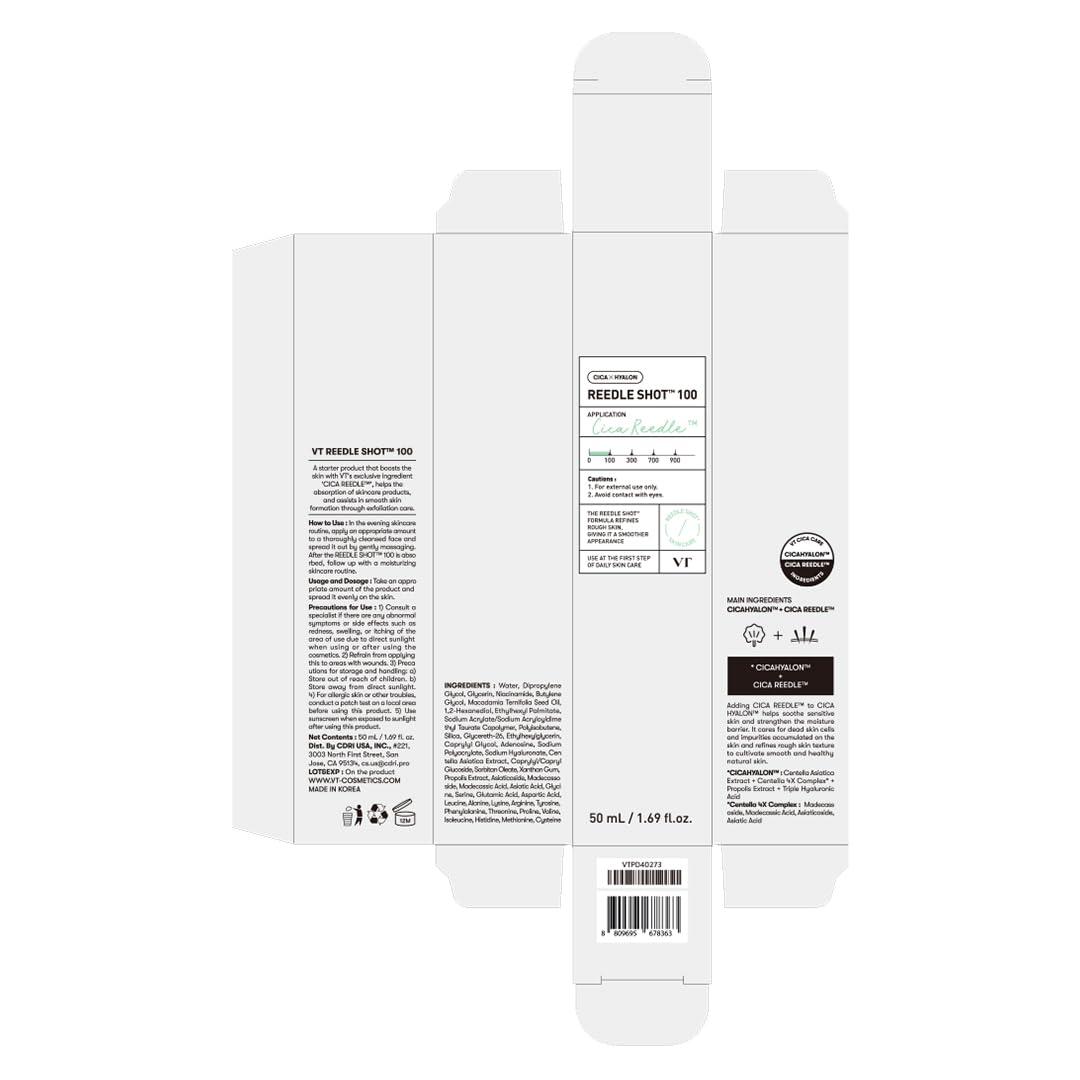 *PREORDEN: CICA Reedle Shot 100 - VT COSMETICS / Suero poros y textura de la piel