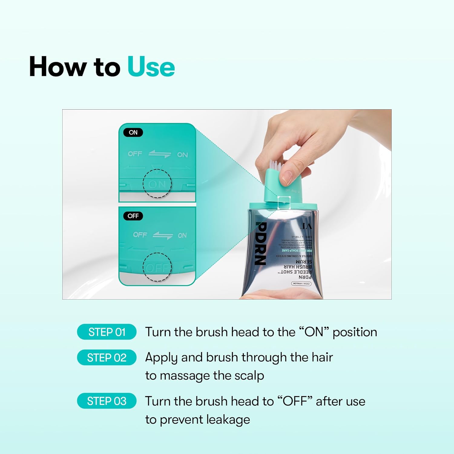 PDRN Reedle Shot Brush Hair Serum, Cooling & Refreshing Scalp Care with Vegan PDRN, Caffeine & Spicule Complex, Lightweight & Non-Greasy Daily Scalp Solution - VT COSMETICS /
