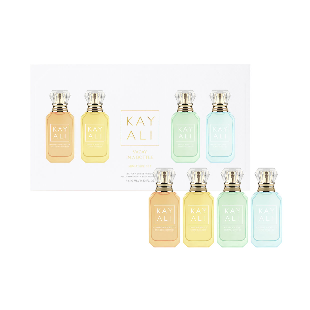 *PREORDEN: Vacay in a Bottle Miniature Set - Kayali / Set 4 pzas perfumes mini