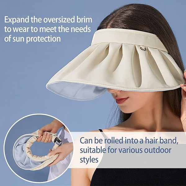 Visor Roll-up Headband UV Protection UPF50+ Sun Hat / Visera de ala grande, protección UV