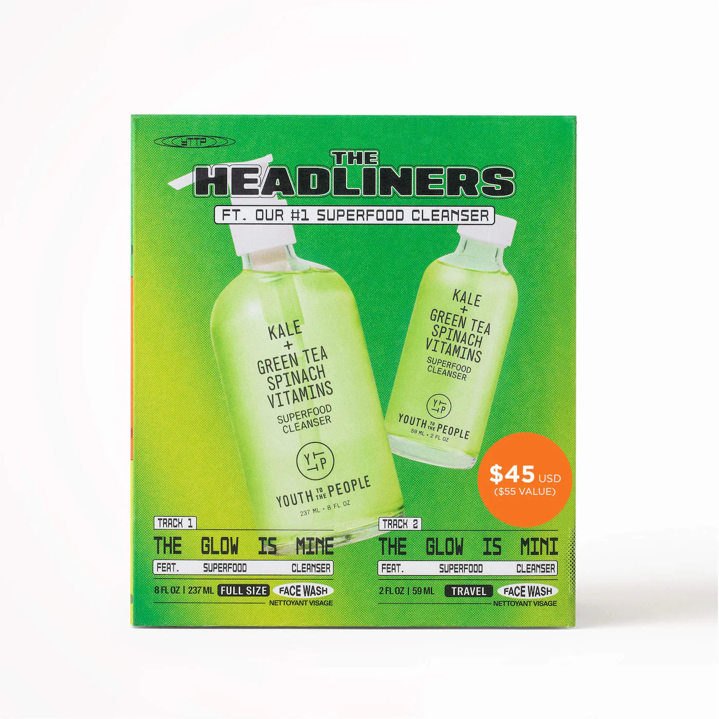 The Headliners Superfood Antioxidant Cleanser Skincare Set - Youth To The People / Limpiador facial set 2 pzas