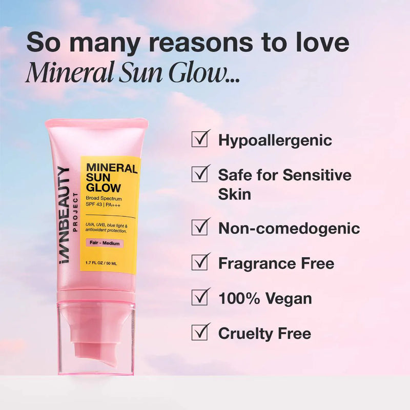 Mineral Sun Glow Broad Spectrum SPF 43 PA +++ with Peptides and Vitamin C -  iNNBEAUTY PROJECT / Protector solar mineral en gel-crema