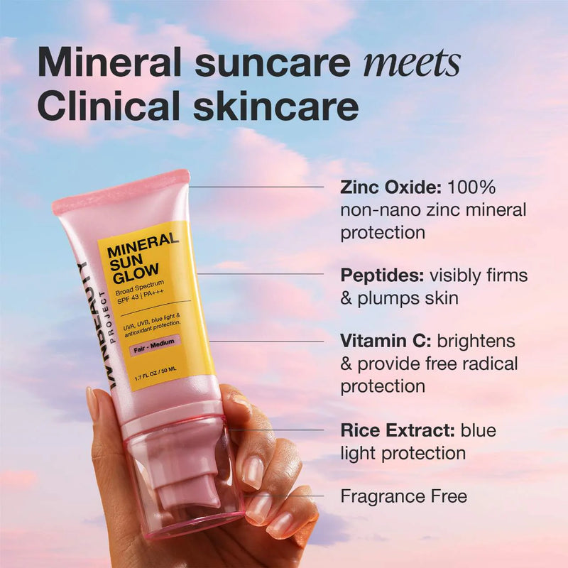 Mineral Sun Glow Broad Spectrum SPF 43 PA +++ with Peptides and Vitamin C -  iNNBEAUTY PROJECT / Protector solar mineral en gel-crema