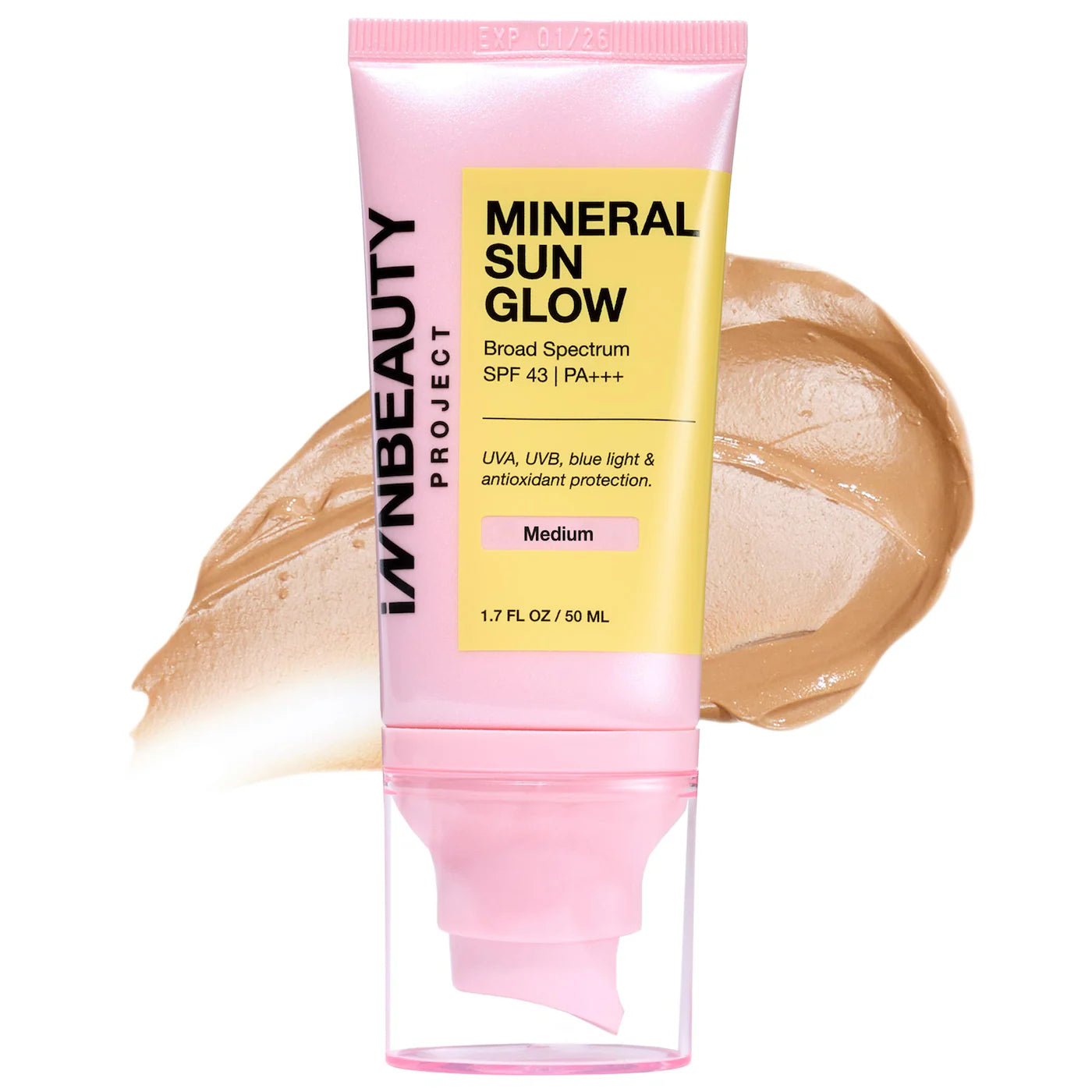 Mineral Sun Glow Broad Spectrum SPF 43 PA +++ with Peptides and Vitamin C -  iNNBEAUTY PROJECT / Protector solar mineral en gel-crema