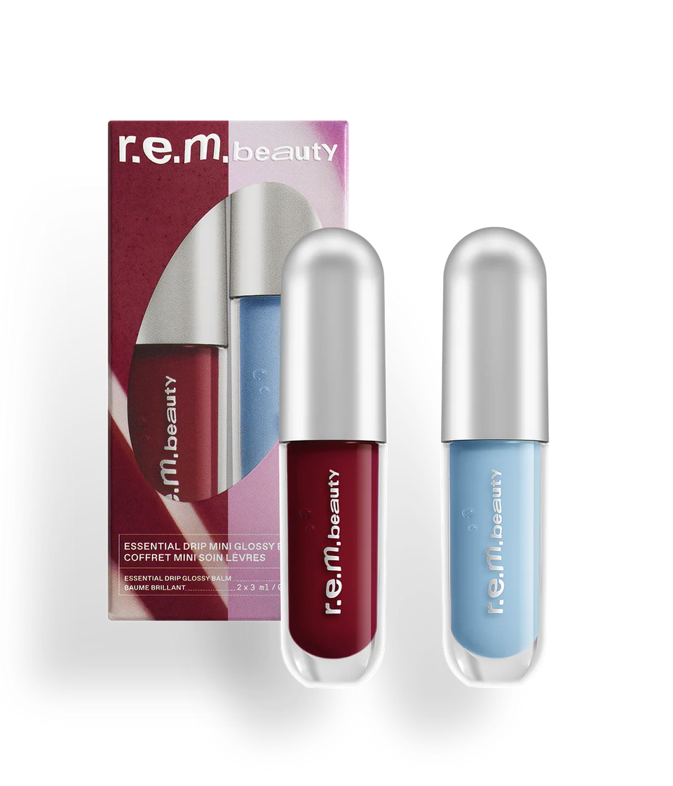 Mini essential drip glossy balm duo - r.e.m. beauty / Set 2 pzas brillo con color y acido hialurónico