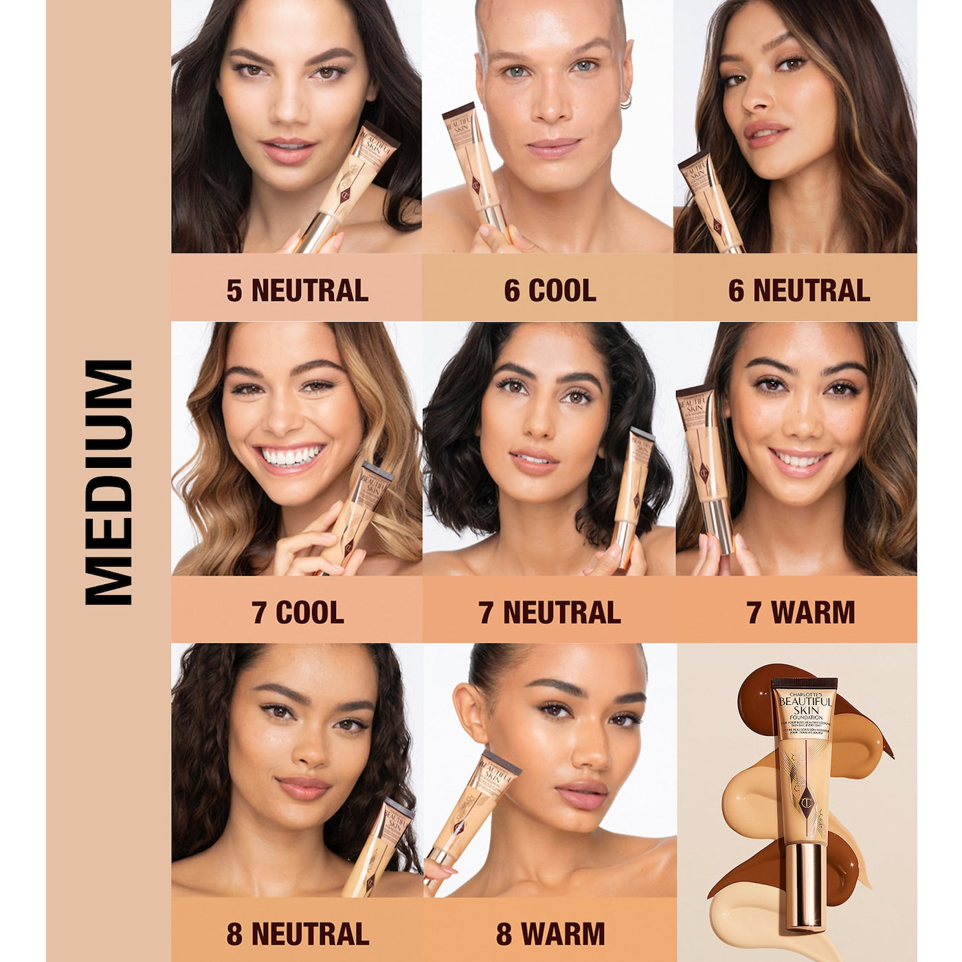 Beautiful Skin Medium Coverage Liquid Foundation with Hyaluronic Acid - Charlotte Tilbury / Base cobertura media - Tonos: 3 cool, 7 neutral