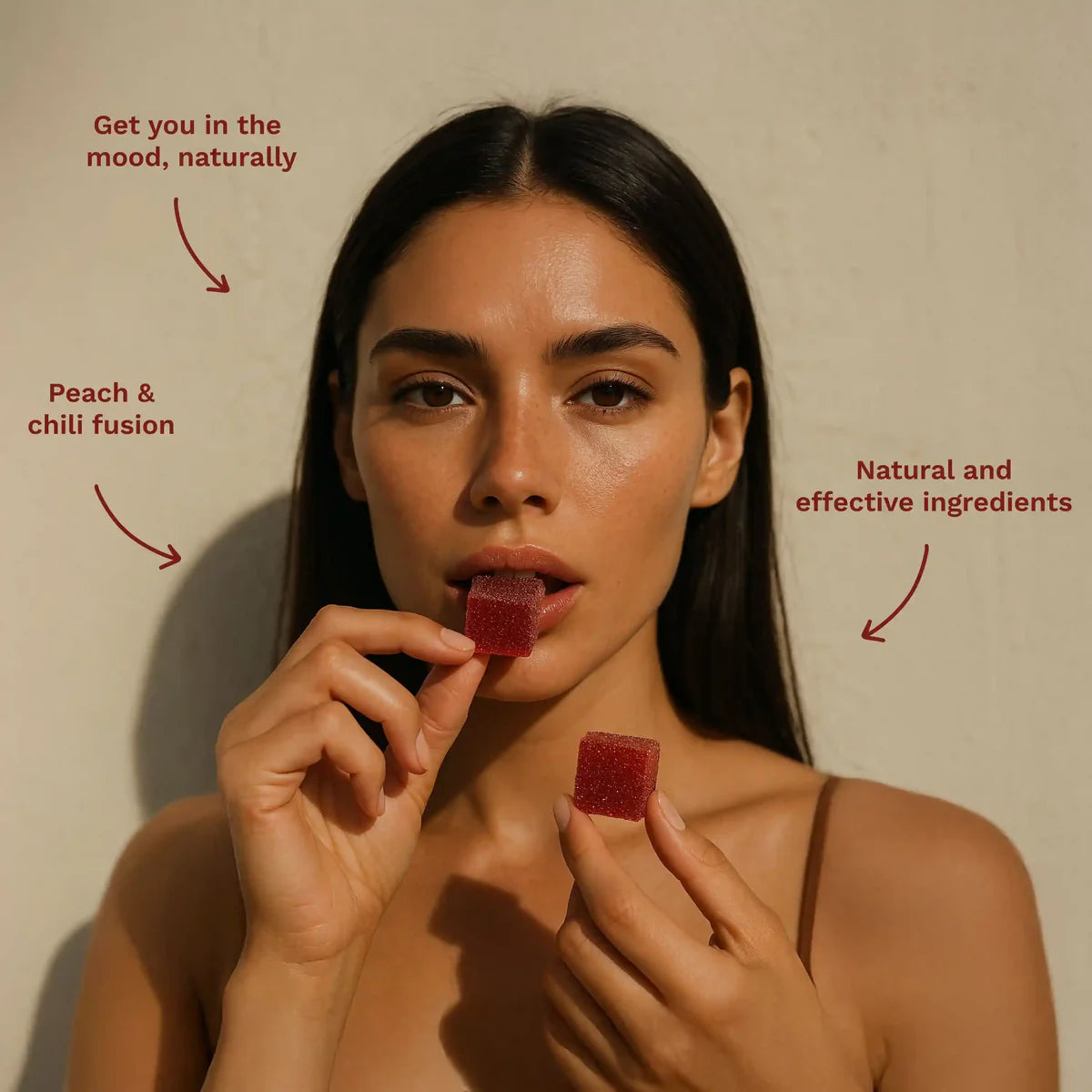 8 Hot Peach flavored aphrodisiac delights - Spicy cubes / Gomitas para despertar la energía en la intimidad