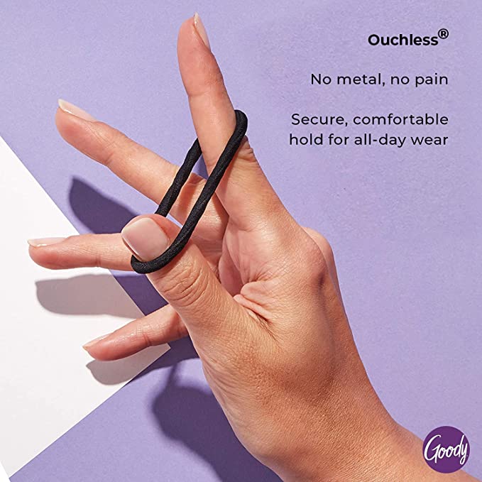 Ligas para cabello con elástico grueso - Goody Ouchless / Lazos para el cabello sin metal y sin dolor