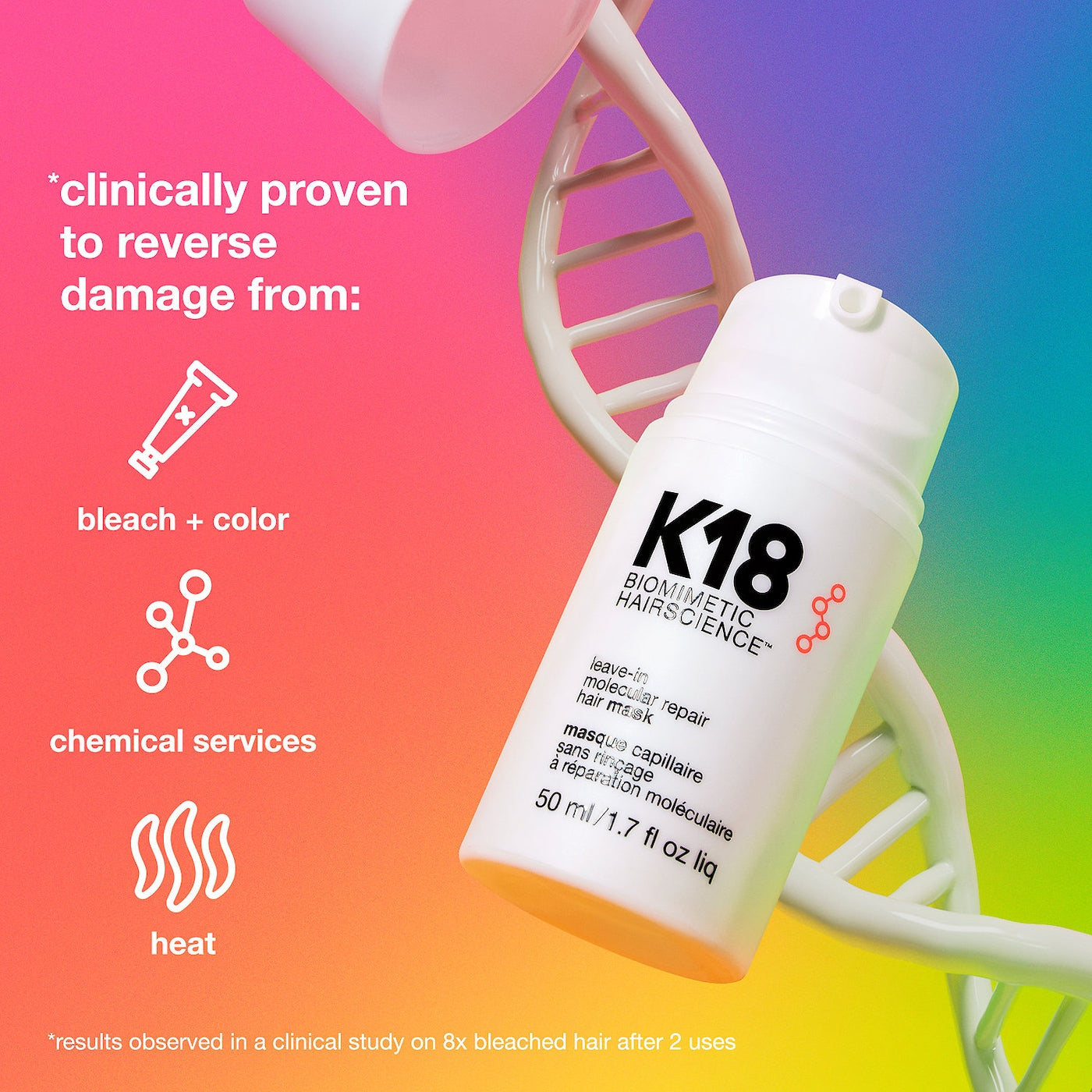 Leave-in Molecular Repair Hair Mask - K18 / Repara el cabello sin enjuague