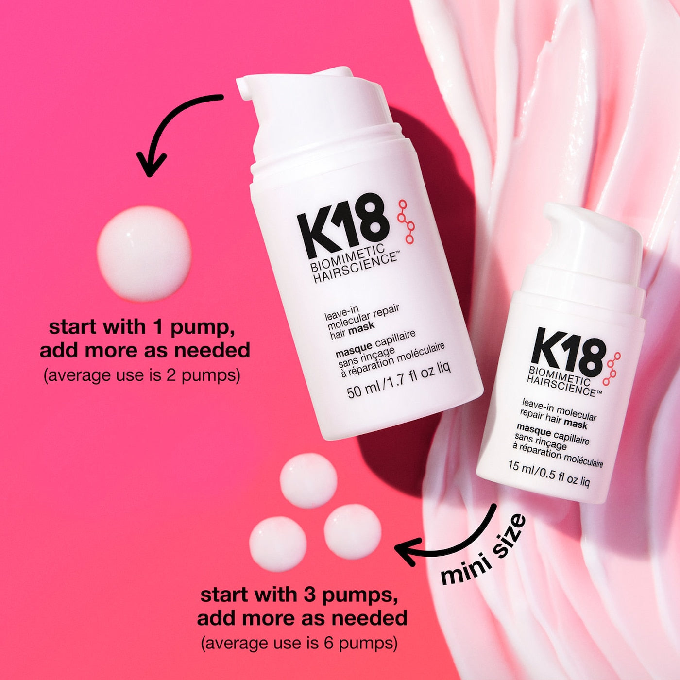 Leave-in Molecular Repair Hair Mask - K18 / Repara el cabello sin enjuague